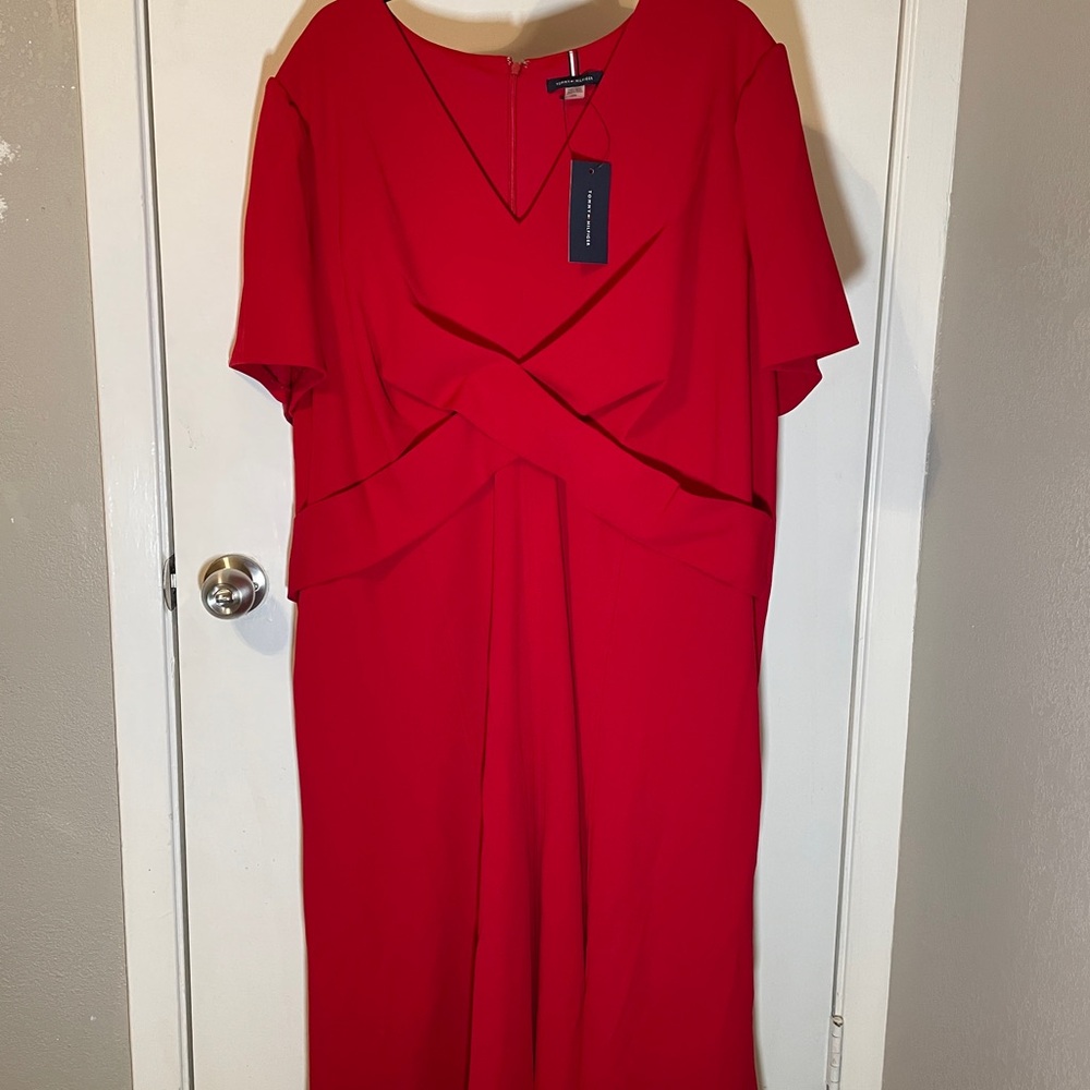 Brand New with Tag Chic Red Dress with Unique Design